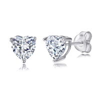 wholesale Sterling Silver 925 Three-Heart Necklace, Ring, Cubic Zirconia Earrings Set-undefined