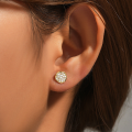 wholesale 925 Sterling Silver New Classic Minimalist Round C-shape Zircon Stud Earrings, Korean Style-0-2