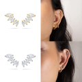 wholesale S925 Sterling Silver Marquise Zircon Floral Petal Stud Earrings,-0-3