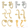 wholesale 925 Sterling Silver Innovative Irregular Zircon-encrusted Snake-shaped Hoop Earrings, Popular In Europe And America-0-0