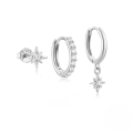 wholesale 925 Sterling Silver 8-pointed Star Zircon Classic 3-piece Set With Marquise And Teardrop Earrings-0-5
