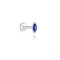 wholesale S925 Sterling Silver Geometric Inlaid Zircon Natural Lapis Lazuli Flat Head Threaded Ear Cartilage Stud, New Hot Selling High-end Earrings-0-19