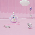 wholesale 925 Sterling Silver Cat Crescent Moon Charm Bead Pink Opal Butterfly Cubic Zirconia Bracelet-0-4