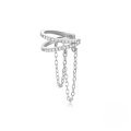 wholesale S925 Sterling Silver Double Layer Tassel Chain Ear Cuffs With Inlaid Zircons, Exquisite And Luxurious-0-6
