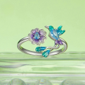 wholesale S925 sterling silver spring bird flower necklace ring earring set for women-0-1