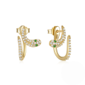 wholesale 925 Sterling Silver Innovative Irregular Zircon-encrusted Snake-shaped Hoop Earrings, Popular In Europe And America-0-4