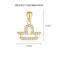 wholesale S925 Sterling Silver Cross-border Twelve Zodiacs Exquisite Personality Choker Necklace For Women, Light Luxury Fashion Pendant, European And American Versatile-A4146-Libra/Single Pendant 925 Silver