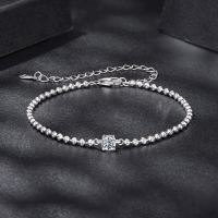 wholesale S925 silver platinum-plated crystal moissanite bead bracelet, glamorous and stylish-undefined
