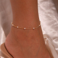 wholesale S925 Sterling Silver Minimalist Pearl Anklet, A Chic And Versatile Korean-inspired Accessory-0-1