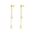 wholesale S925 Sterling Silver Classic Elegant Star And Moon Tassel Earrings With Inlaid Crystals-0-0
