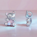 wholesale Sterling silver, cute pink star bear beads, jewelry making accessories charms-0-4