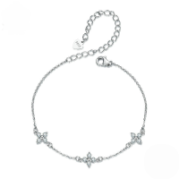 wholesale S925 silver Lucky Four-Leaf Clover Sparkling Moissanite Bracelet Simple Luxury-undefined