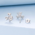 wholesale Sterling Silver Simple Clover Stud Earrings S925 Pure Silver Flower Fashion Jewelry-0-2
