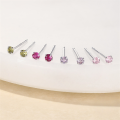 wholesale S925 Sterling Silver Small Elegant Colorful Zircon Stud Earrings For Daily Wear And Ear Care-0-2