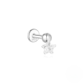 wholesale S925 Sterling Silver With White Gold Plating, Daily Wear Flat Back Threaded Ear Bone Stud Featuring Zircon Accents-0-10