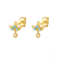 wholesale S925 Sterling Silver Geometric Floral Stud Earrings With Crystal Accents, Trendy And Versatile-0-10