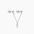 wholesale 925 Sterling Silver With Rhinestones, Star Chain Tassel Ear Clip, Ins。-0-7