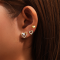 wholesale 925 Sterling Silver New Heart-shaped Zircon Inlaid Stud Earrings, Korean Style, Minimalist And Versatile-0-2