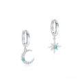 wholesale S925 Sterling Silver Star Moon Opal Inlaid Cross Earring Hoop-0-6