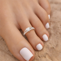 wholesale S925 Sterling Silver Adjustable Open Toe Ring With Zircons, Summer Beach Must-have Foot Jewelry-0-1