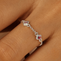 wholesale S925 Sterling Silver With Gold Plating Adjustable Square Open Ring Featuring Accent Zircons And A Pendant-0-1