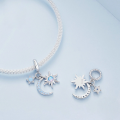 wholesale Sterling Silver S925 Sun Moon Stars Pendant Bracelet with Zircon Opal-0-3