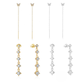 wholesale S925 Sterling Silver Butterfly Zircon Chain Tassel Earrings-0-0