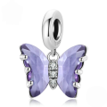 wholesale Sterling silver S925 resin zircon aurora butterfly pendant bracelet, unique insect charm-0-6