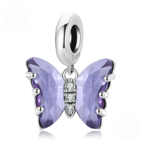 wholesale Sterling silver S925 resin zircon aurora butterfly pendant bracelet, unique insect charm-undefined