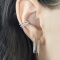 wholesale S925 Sterling Silver U-shaped Zircon Accent Trendy Minimalist Ins Style Ear Cuffs-0-1