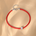 wholesale S925 Sterling Silver Single Moissanite Red Rope Bracelet, A Popular Lucky Accessory For Women-0-3
