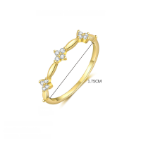 wholesale S925 Sterling Silver French-style Floral Ring For Women, Simple And Versatile Wholesale-K2073-Gold 7