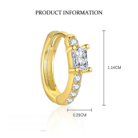 wholesale S925 Sterling Silver Wholesale Square Earrings With Rhinestones, Minimalist And Fashionable-E5314-Gold/Single 925 Silver