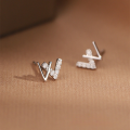 wholesale S925 Sterling Silver W Letter Ear Studs Earrings For Women-0-3