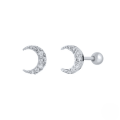 wholesale S925 Sterling Silver Moon Threaded Earring With Zircon, Cross-border Bestseller, Minimalist Ear Bone Stud-0-4
