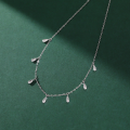 wholesale Sterling Silver S925 Women's Waterdrop Zircon Necklace, Chic Light Luxury European And American Style Fashion Collarbone Chain-0-1