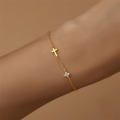 wholesale S925 Sterling Silver Zircon-studded Cross Floral Petal Light Luxury Bracelet,-0-2