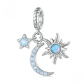 wholesale Sterling Silver S925 Sun Moon Stars Pendant Bracelet with Zircon Opal-0-0