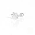 wholesale S925 Sterling Silver Single Dog Paw Print Stud Earring With Zircon Accents, A Creative And Fashionable European And American Style Design-0-4