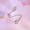 wholesale S925 sterling silver pink heart safety chain charm bracelet-0-1