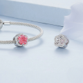 wholesale S925 sterling silver, pink crystal rose beads, bracelet accessories, charms, loose beads-0-1