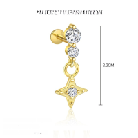wholesale S925 Sterling Silver Irregular Zircon Star Earrings, Round Small Niche Design。-E4671-Gold/Pair 925 Silver