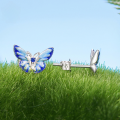 wholesale 925 Sterling Silver Blue Butterfly Cubic Zirconia Stud Earrings For Women-0-4