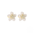 wholesale S925 Sterling Silver Acrylic Hollow-out Petal Flower Earrings With Pearl, Korean Style Inlaid Crystals, Exquisite And Unique Design-0-7
