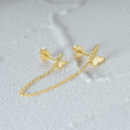 wholesale S925 Sterling Silver Small And Large Butterfly Chain Tassel Stud Earrings, Korean Hot-sell Minimalist Style-0-3