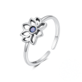 wholesale S925 Sterling Silver Moon Flower Zircon Opal Adjustable Ring For Women-0-4