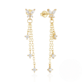 wholesale S925 Sterling Silver Chain Butterfly Tassel Zircon Inlaid Earrings, Korean Style, Unique, And Sophisticated-0-1