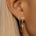 wholesale S925 Sterling Silver Ultra-sparkly Marquise Zircon Classic Hoop Earrings With Tassel Chain, Cross-border Best-selling Elegant Luxury Earrings-0-2