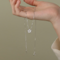 wholesale S925 Sterling Silver Micro-inlaid Flash Zircon Hollow Star Necklace For Women, Luxurious And Versatile Five-point Star Collarbone Chain For Drop Shipping-0-1