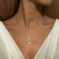 wholesale S925 Sterling Silver Super Sparkling Moissanite Classic Single Zircon Pendant Collarbone Chain, Korean Style Minimalist High-end Necklace For Women-0-1